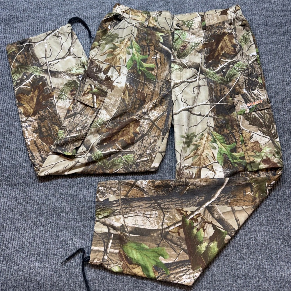 Field & Stream Realtree Camo Rain Shell Pants L Hunting SmartWick No Scent‎
